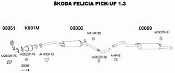 Výfuk  Škoda Felicia 1.3 pick Up tlumič CZ - klikněte pro větší náhled